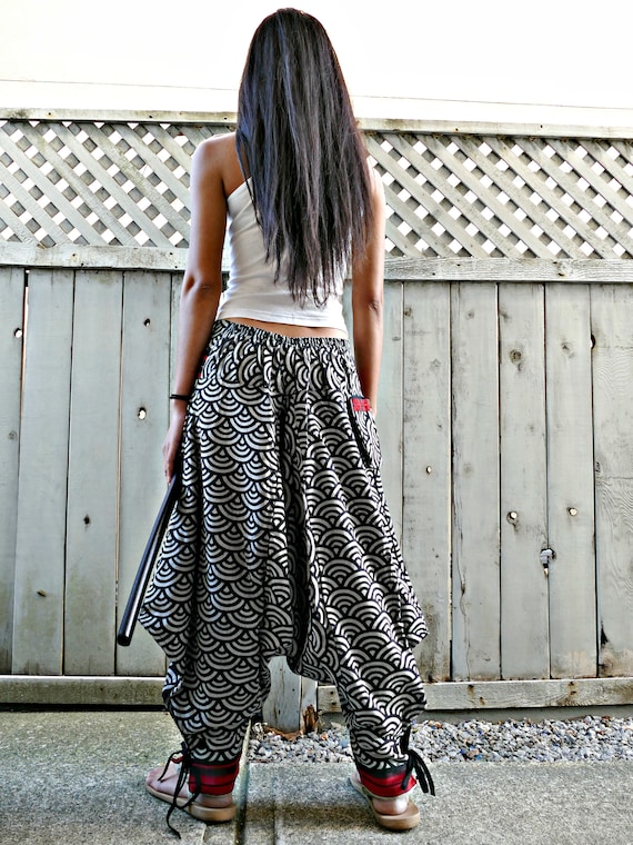 Traditional Sashiko Waves Tribal Warrior Harem Pants - Etsy