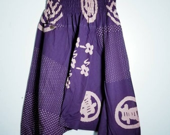 Purple Samurai crests Short Harem Pants