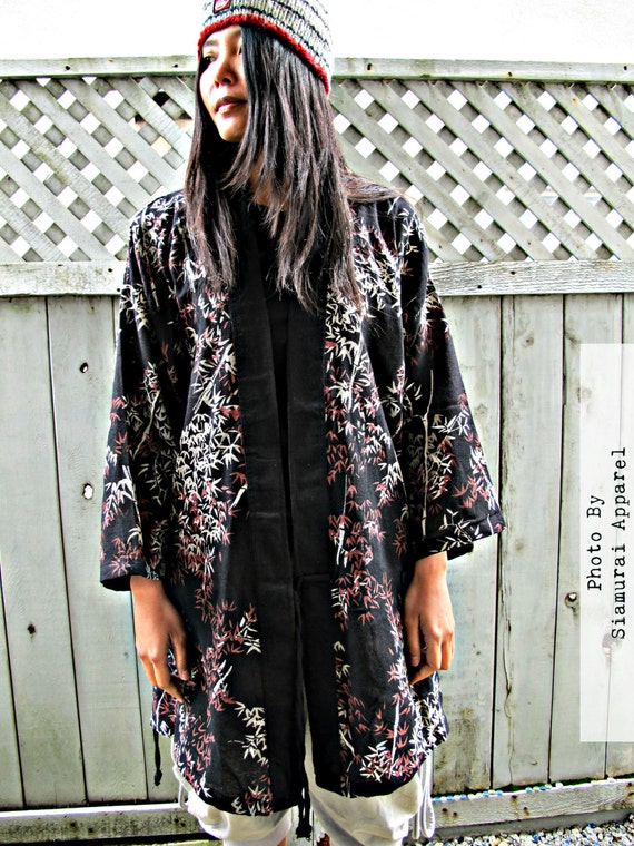 Bamboo Leaves Japanese Samurai Noragi Jacket Coat for Ladies & Men