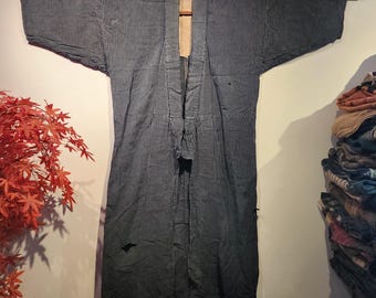 江戸・明治時代の日本のアンティークぼろ藍染藍縞刺子パッチワーク農夫