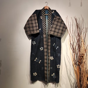 Vintage Japanese Indigo sashiko shibori long noragi jacket