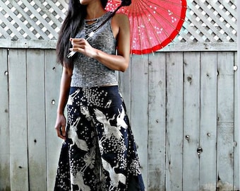 Black Crane Wide Leg Pants