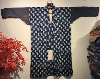 江戸・明治時代の日本のアンティークぼろ藍染藍縞刺子パッチワーク農夫