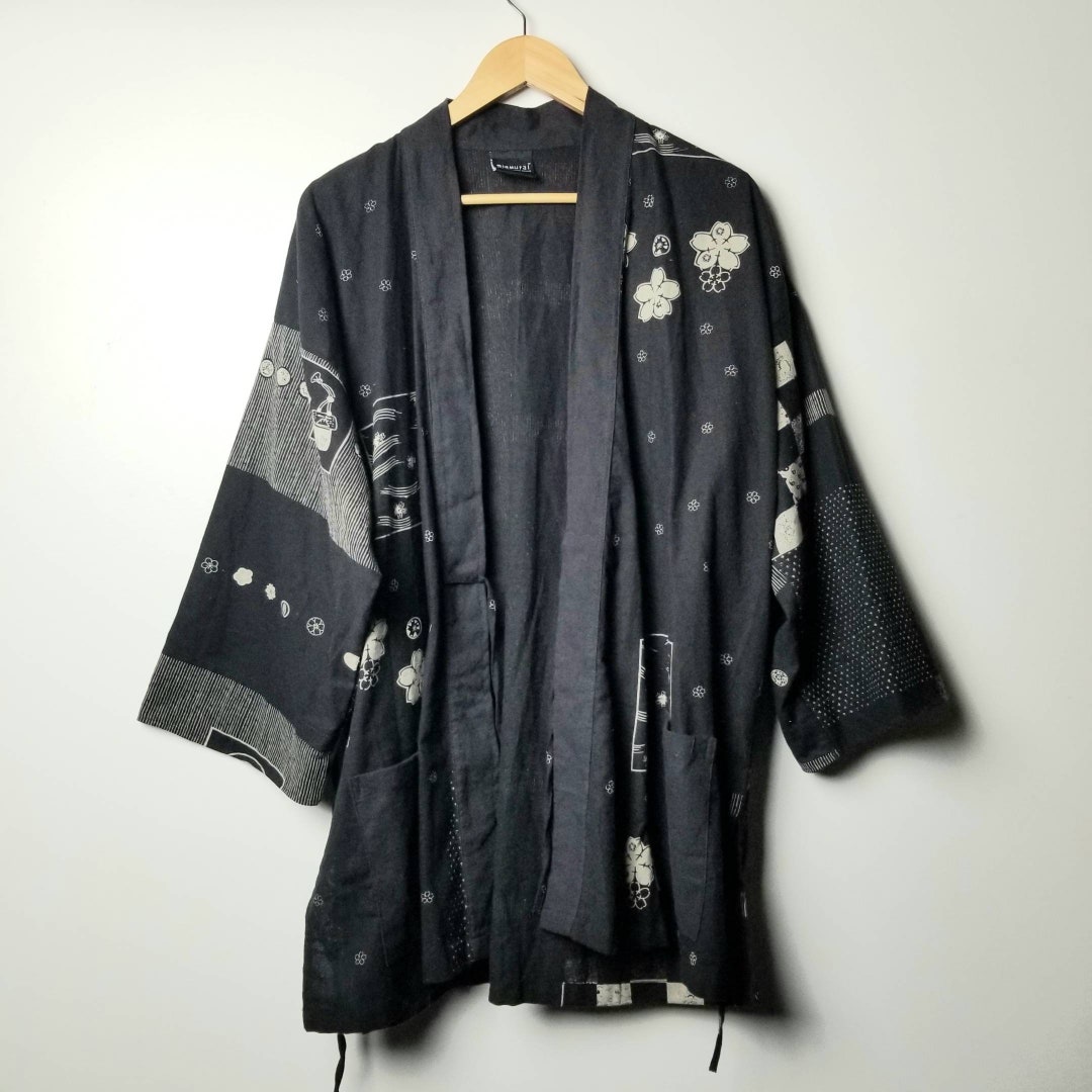 Black Bunny Kamon Noragi Kimono Available in Regular and XXL - Etsy