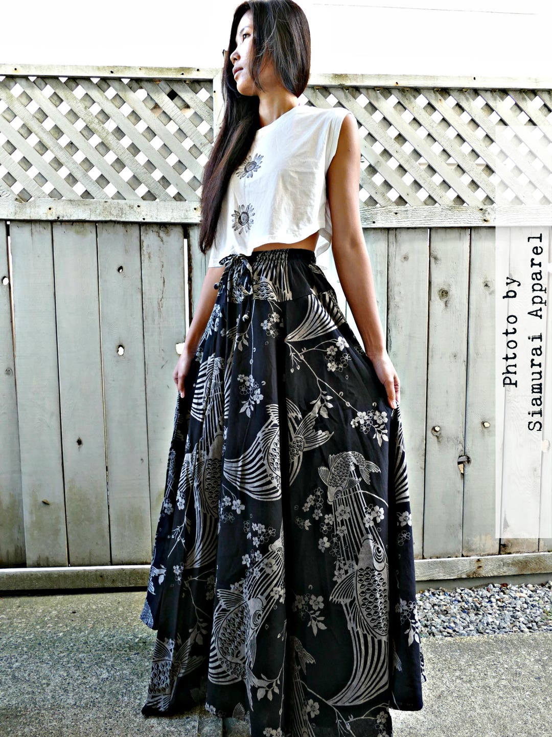 Sakura Koi Fish 8 Panel Long Skirts - Etsy