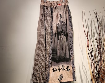 vintage Japanese Tenugui Persimmon Tannin natural dye Kakishibu skirt