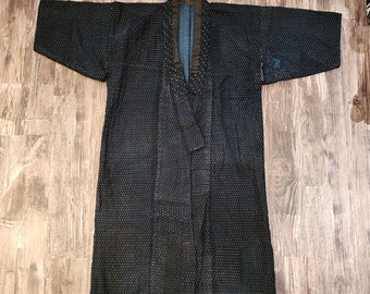 Vintage Japanese Indigo Kasuri Snow Country Thick Noragi Jacket