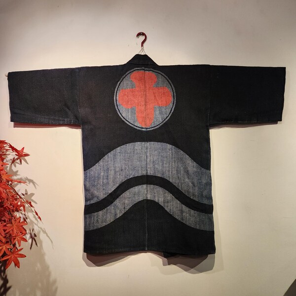 1930-50s Vintage Aizome Japanese Indigo Fireman's Hanten