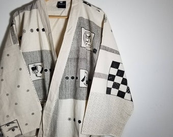 &quot;Weißer Noragi &quot;&quot;Familienwappen&quot;&quot; Kimono XXL.&quot;