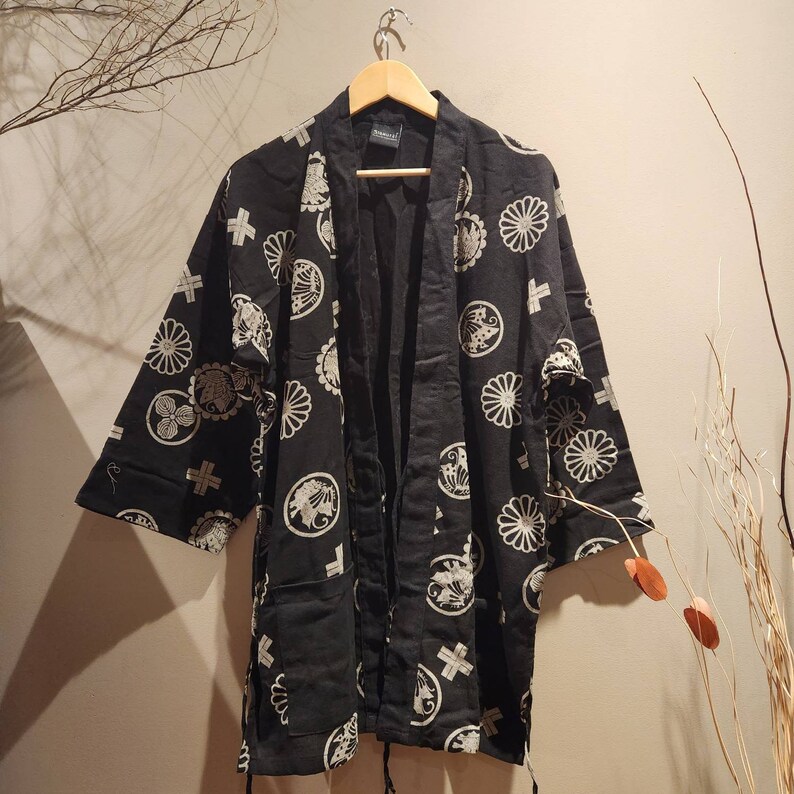 Japanese Samurai Butterfly Kamon Noragi Jacket Kimono Etsy