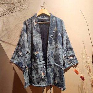 Dark Indigo Bunny Waves Noragi Kimono Regular