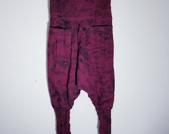 Pantalones ninja de dragón rojo caoba