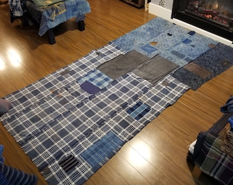Japanese Vintage Boro Indigo Patchwork Sashiko Fabric for Floor Rug, rag, Futon Table Cover or Wall Display
