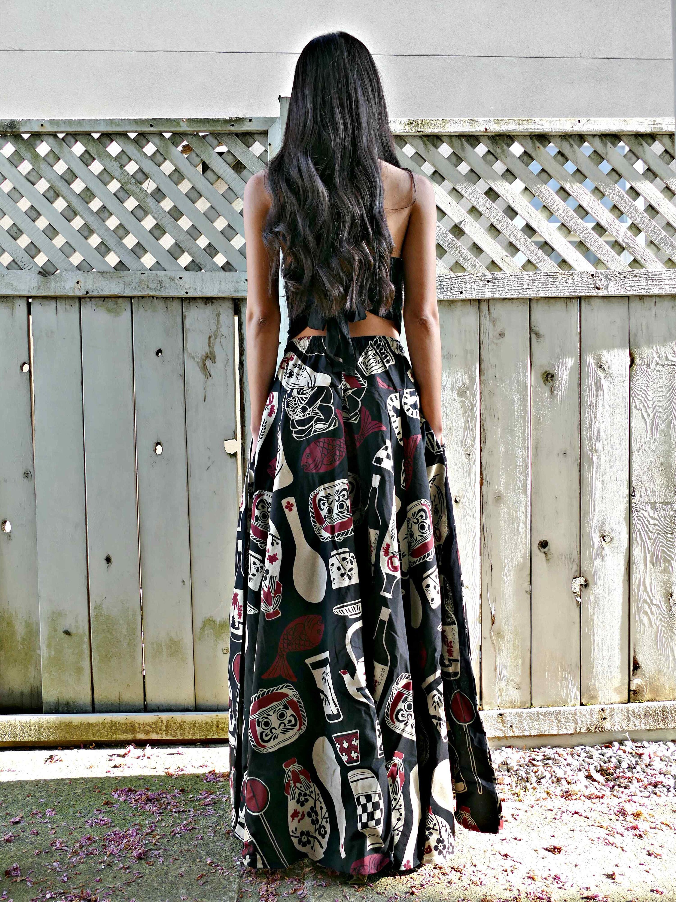 【BOHEMSEO】 PANEL TIED SKIRT, BLACK BOHEMSEO】 PANEL TIED SKIRT, BLACK Dark Black Irregular High