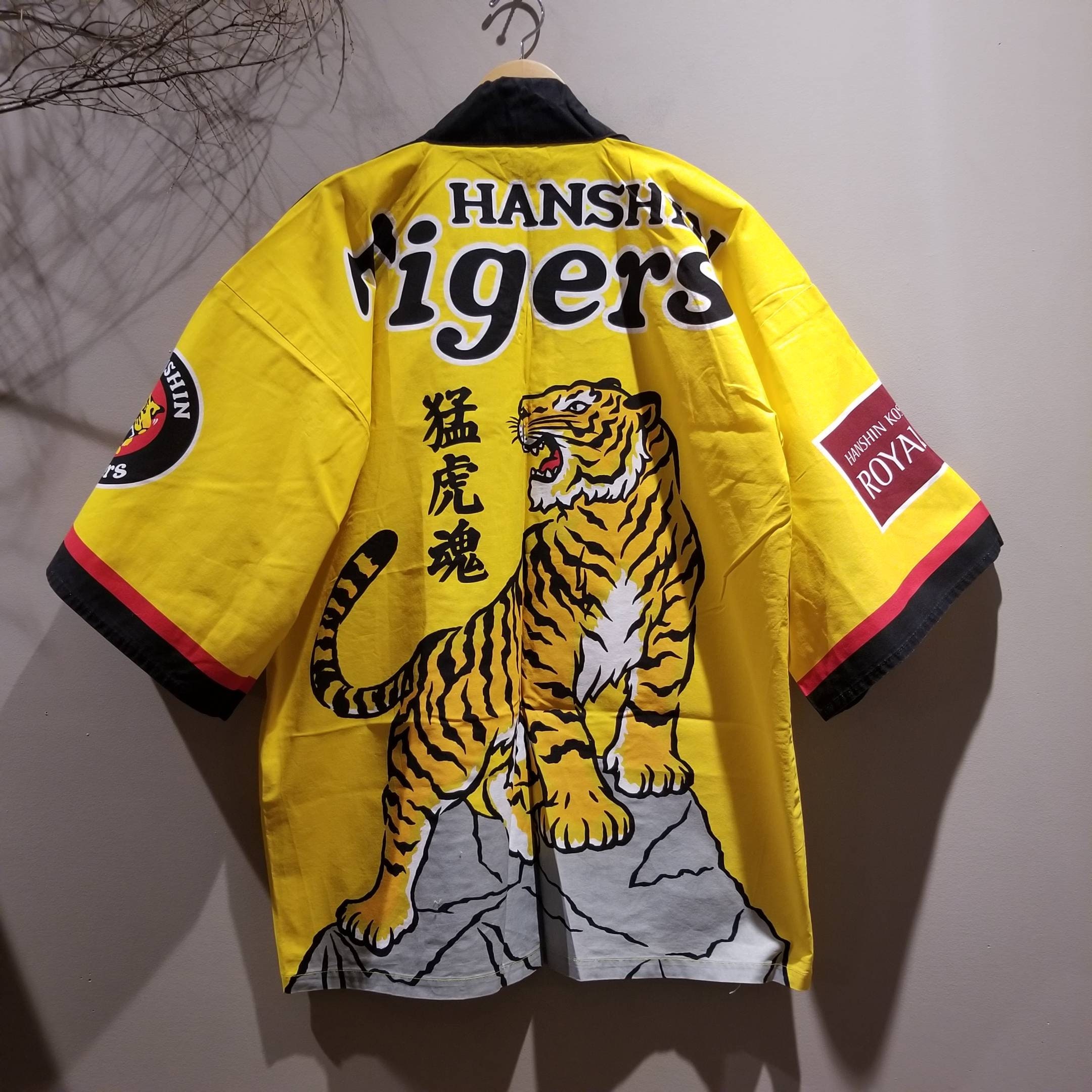 Retro Japan Promotional Hanshin Tigers Pin Stripe Baseball Light Jersey Yellow