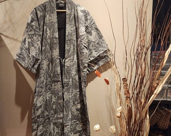 Black Stonewash Elite Koi Long Noragi Kimono Jacket Hanten