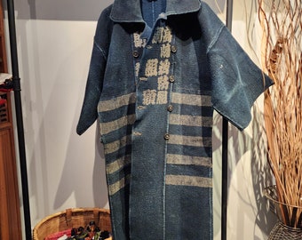 1930s Antique Japanese Indigo Sashiko Fireman&#39;s Hanten Jacket