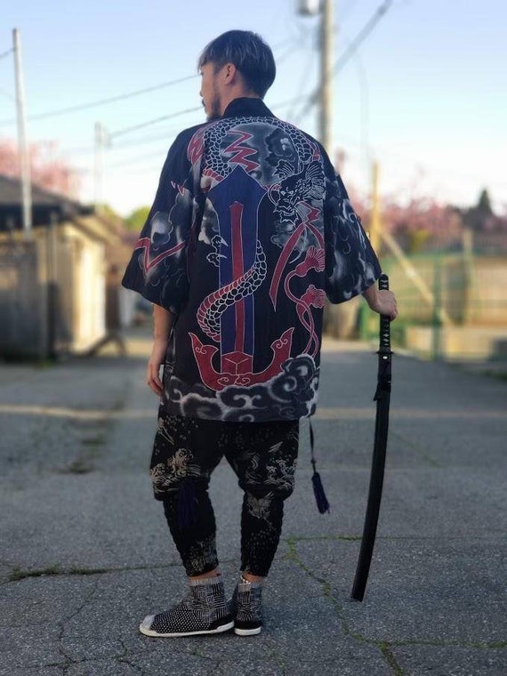 Dragonslayer Noragi Kimono Japanese Fireman Jacket Digital Printed