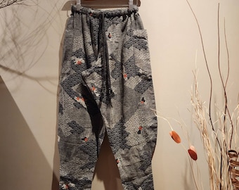 Black Bunny Waves Tapered Ninja Pants