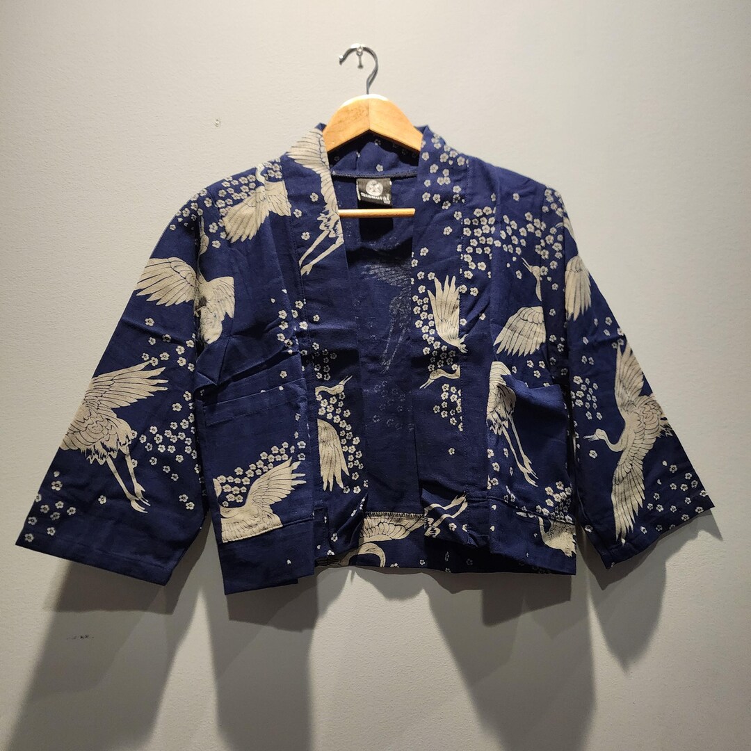 Navy Crane Cropped Top Jacket - Etsy