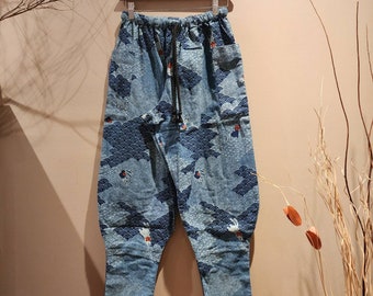 Indigo Bunny Waves Tapered Ninja Pants