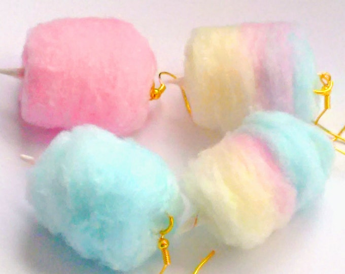 Cotton Candy Earrings, Miniature Food Jewelry, Inedible Jewelry, Junk Food Jewelry, Gifts for Foodies, Carnival Food Jewelry, Kawaii Jewelry