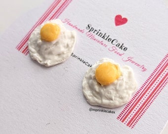 Fried Egg Earrings, Miniature Food Jewelry, Inedible Jewelry, Breakfast Food Jewelry, Sunny Side Up Eggs Jewelry, Fried Eggs Jewelry, Kawaii