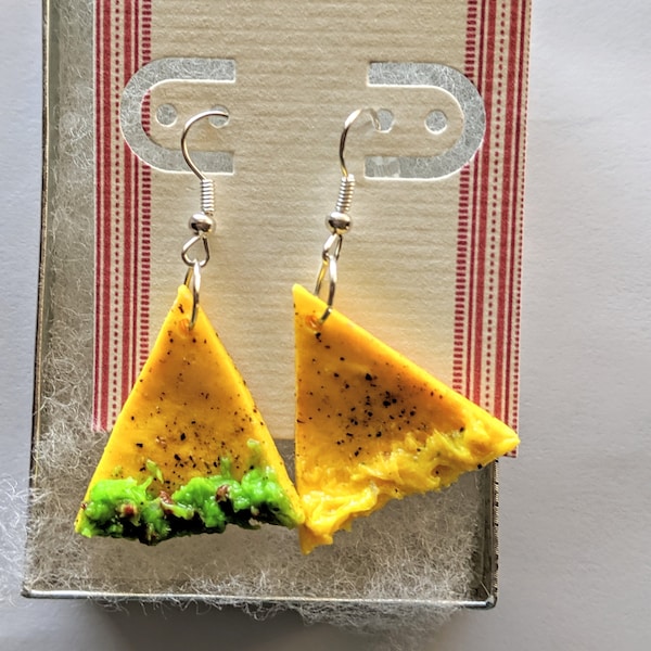 Nacho Chips Earrings - Miniature Food Jewelry - Nacho Cheese Earrings, Gifts for Foodies, Inedible Jewelry, Kid's Jewelry, Junk Food Jewelry