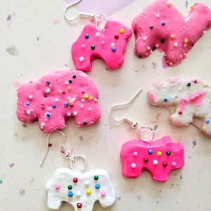 Frosted Animal Cookie Earrings, Miniature Food Jewelry, Inedible Jewelry, Kawaii Jewelry, Gifts for Her, Cookie Jewelry, Animal Cookies
