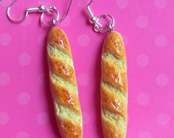 French Baguette Earrings, Miniature Food Jewelry, Inedible Jewelry, Gifts for Her, French Bread Jewelry, Baguette Jewelry, Sandwich Earrings