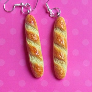 French Baguette Earrings, Miniature Food Jewelry, Inedible Jewelry, Gifts for Her, French Bread Jewelry, Baguette Jewelry, Sandwich Earrings