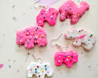 Frosted Animal Cookie Earrings, Miniature Food Jewelry, Inedible Jewelry, Kawaii Jewelry, Gifts for Her, Cookie Jewelry, Animal Cookies