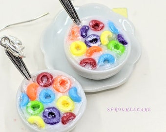 Müsli Ohrringe, Miniatur Essen Schmuck, ungenießbar Schmuck, Frühstück Charme, Frühstück Müsli Schmuck, Geschenk für sie, Frühstück Schmuck