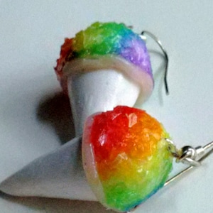 Rainbow Sno Cone Earrings - Miniature Food Jewelry - Inedible Jewelry - Snow Cone Jewelry - Kid&#39;s Jewelry - Kawaii Jewelry - Candy Jewelry