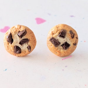 Sementales de galletas de trozos de chocolate, joyería de alimentos en miniatura, joyería no comestible, joyería para niños, joyería de galletas, joyería de postre, regalos para los amantes de la comida