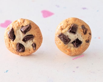 Chocolate Chunk Cookie Studs, Miniature Food Jewelry, Inedible Jewelry, Kid's Jewelry, Cookie Jewelry, Dessert Jewelry, Gifts For Foodies