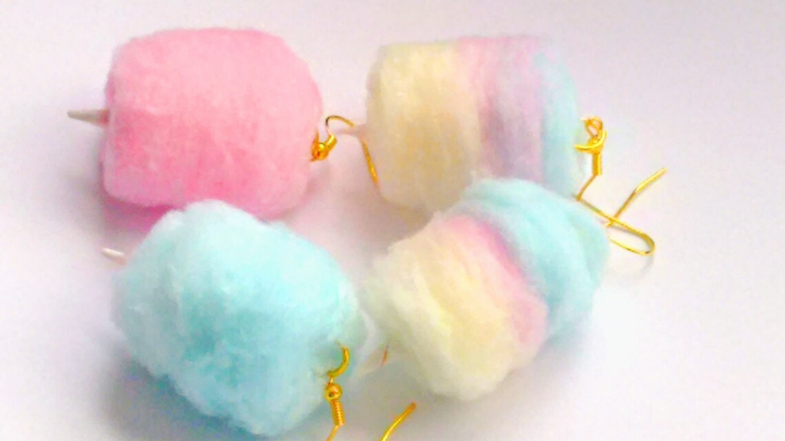 Cotton Candy Earrings Miniature Food Jewelry Inedible Etsy