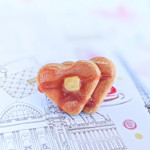 Stack of Heart Pancakes Ring, Miniature Food Jewelry, Breakfast Jewelry, Inedible Jewelry, Junk Food Jewelry, Food Ring, Kid's Ring