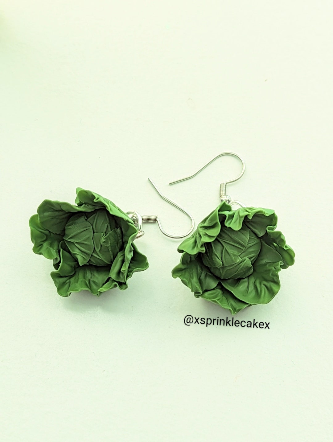 Cabbage Earrings, Miniature Food Jewelry, Vegetable Jewelry, Inedible