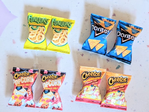 Cheetos Flaming Hot Earrings, Miniature Food Jewelry, Junk Food