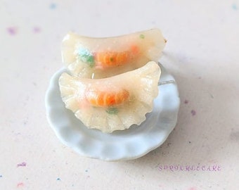 Shrimp Dumpling Earrings, Miniature Food Jewelry, Inedible Jewelry, Potsticker Jewelry, Dumpling Jewelry, Fake Food Jewelry, Takeout Jewelry