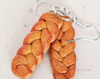 Kleinere Challah Brot Ohrringe, Miniatur Essen Schmuck, ungenießbarer Schmuck, Brot Ohrringe, Kinder Schmuck, Brot Schmuck, Geschenke für Feinschmecker