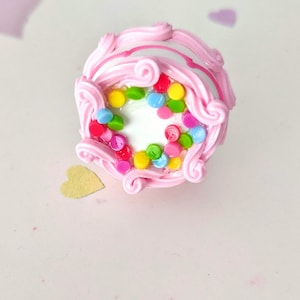 Happy Birthday Cake Ring, Miniature Food Jewelry, Inedible Jewelry, Kawaii Jewelry, Baking Ring, Birthday Cake Necklace, Fake Cake Jewelry