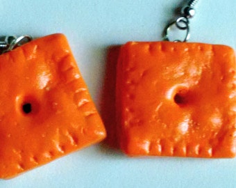 Cheez-It Earrings - Miniature Food Jewelry - Inedible Jewelry - Kid's Jewelry - Fake Food Jewelry - Cheese Crackers Jewelry - Kawaii Jewelry