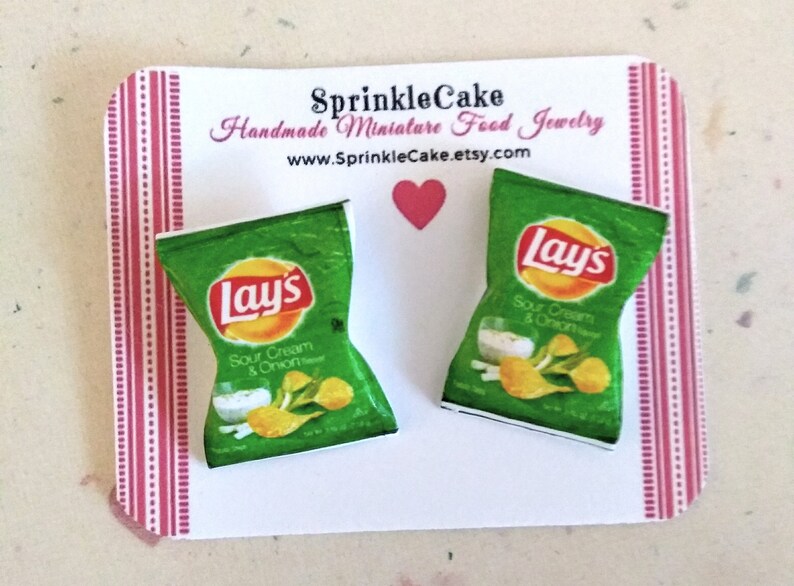 Lay's Potato Chips Stud Earrings Miniature Food Jewelry Etsy