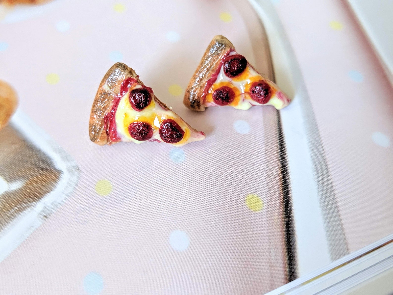 Pepperoni Pizza Stud Earrings Miniature Food Jewelry Etsy