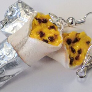 Cheese Egg and Sausage Breakfast Burrito Earrings, Miniature Food Jewelry, Inedible Jewelry, Breakfast Jewelry, Fake Food, Burrito Jewelry