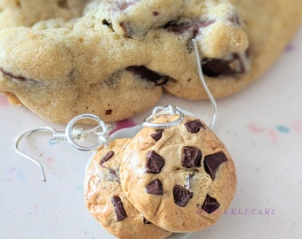 Chocolate Chunk Cookie Earrings, Miniature Food Jewelry, Junk Food Jewelry, Inedible Jewelry, Gift for Her, Chocolate Chip Cookie Earrings