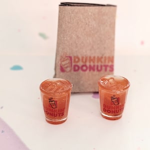 Iced Coffee Stud Earrings, Miniature Food Jewelry, Inedible Jewelry, Coffee Jewelry, Donut Jewelry, Coffee Earrings, Gifts for Her, Kawaii
