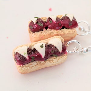 Meatball Parmesan Sub Earrings Miniature Food Jewelry Meatball Earrings Gifts for Foodies, Inedible Jewelry, Junk Food Jewelry, Kawaii image 5